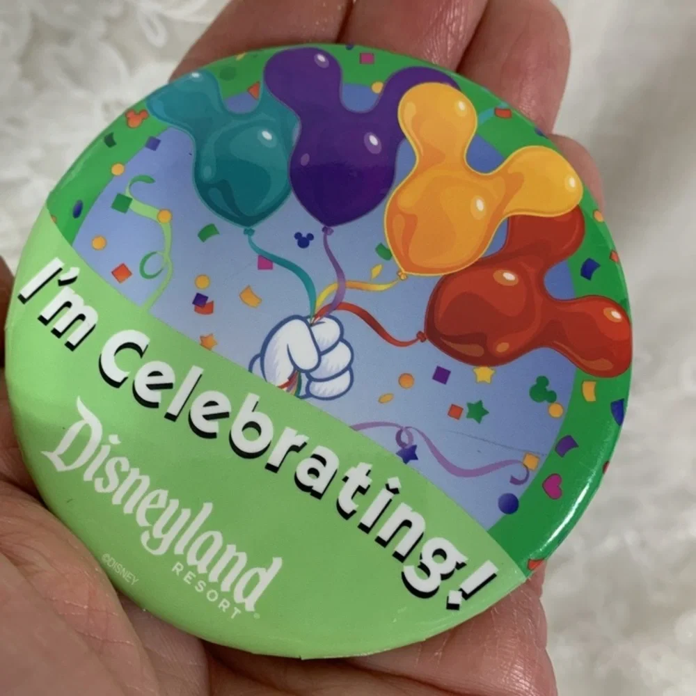 Two Disneyland Resort button pins I'm Celebrating 3